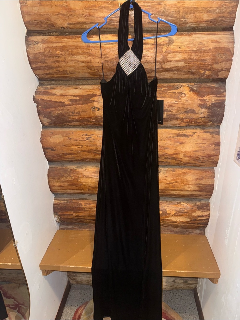 🖤NWT Vintage JS Boutique 10 CARSON PIRIE SCOTT Black Women’s Velvet Halter Dress